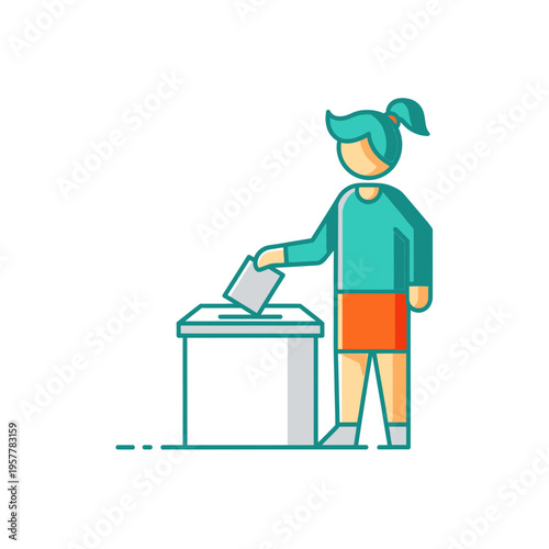 Woman casting a ballot into a box.