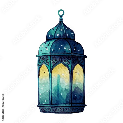 A beautifully designed lantern with intricate patterns and a serene ambiance