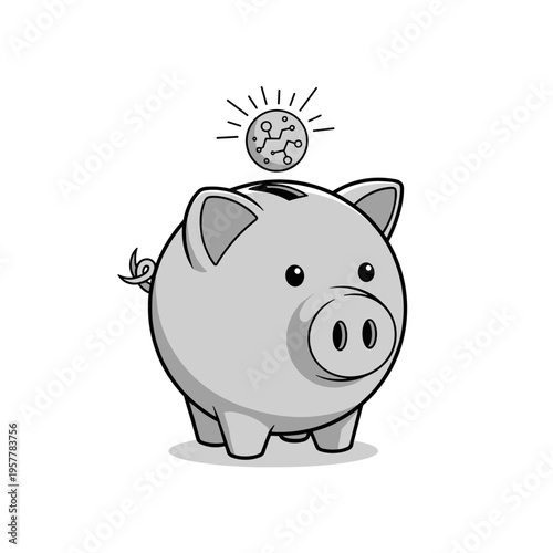 Piggy bank with coin on top 1.