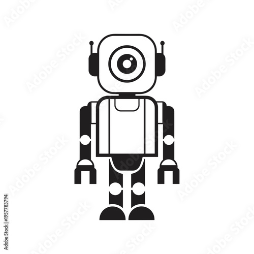 Robot with square head and body.