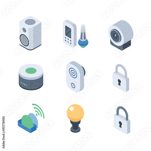 Smart home security system devices.