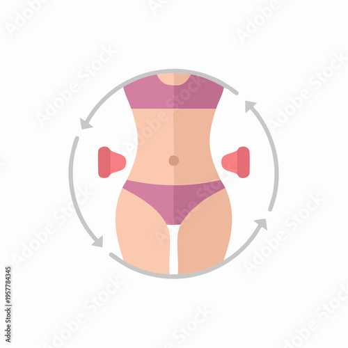Illustration of body shape and liposuction concept, medical procedure