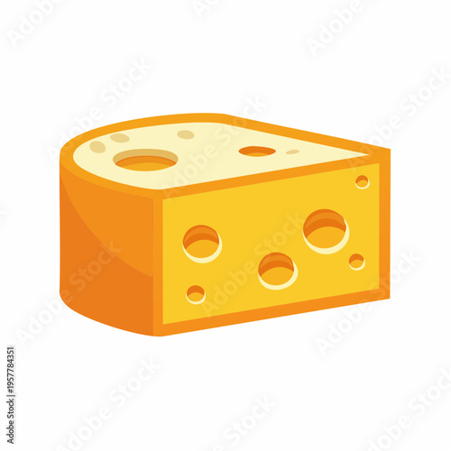 Cartoon wedge of swiss cheese illustration, fresh dairy food