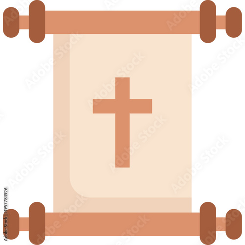 Religious Scroll With Cross Sacred Scripture Symbol
