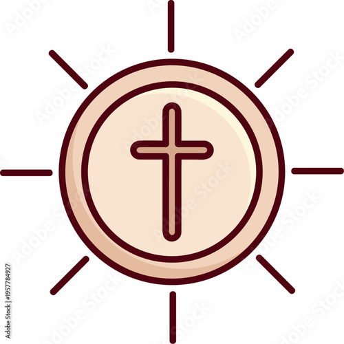 Holy Eucharist Host With Radiant Cross Symbol
