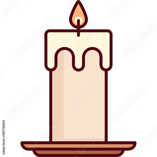 Religious Candle With Melting Wax Illustration