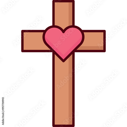 Christian Cross With Heart Symbol Of Love