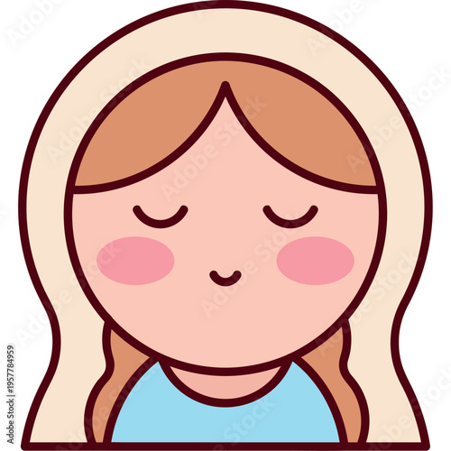 Virgin Mary Cute Religious Character Illustration