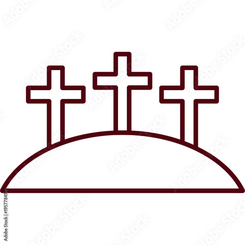 Three Crosses On Hill Calvary Scene Illustration