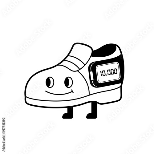 Smiling step tracker fitness shoe device.