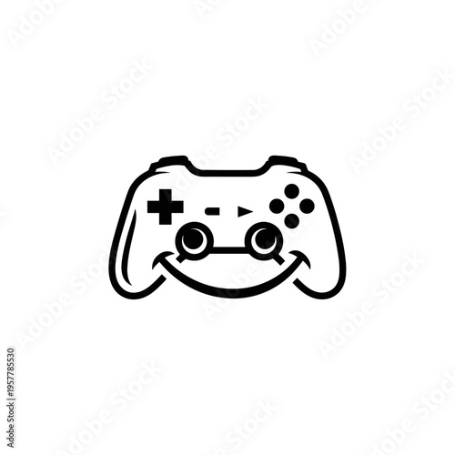 Video game controller with smiling face.