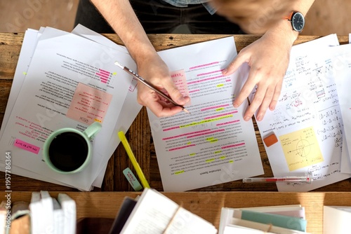 Photos Studying notes with coffee mug