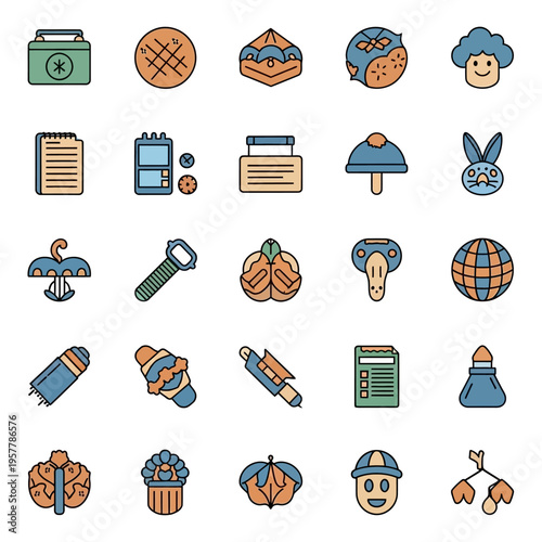 Collection of Diverse Objects and Symbols in a Flat Design Style.