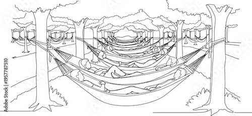 Hammock in trees, outdoor relaxation