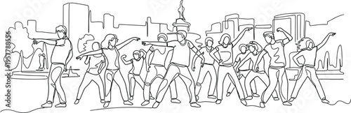 city people walking, urban crowd illustration