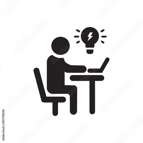 Work Icon Flat Vector. Clean and minimal graphic design.