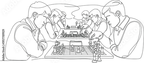 surreal illustration of people around table