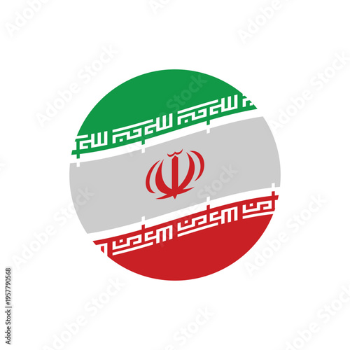 illustration of a round Iranian flag icon
