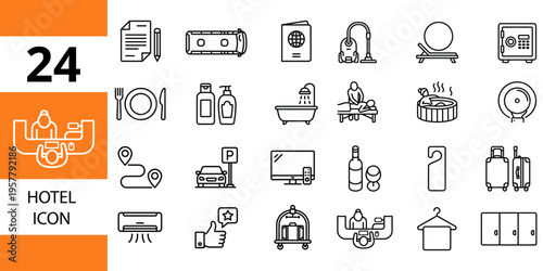Home icons: house, furniture, appliances, room elements, interior design symbols set, air conditioner