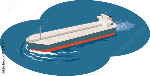 船を渡る石油タンカーのイメージイラスト