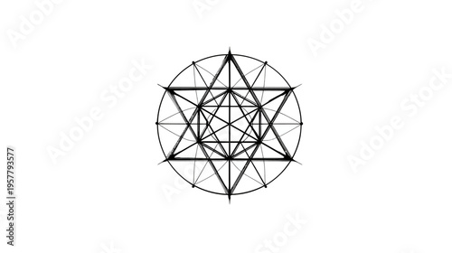 Intricate sacred geometry pattern, abstract spiritual symbol, cosmic geometric design, mystical illustration for meditation