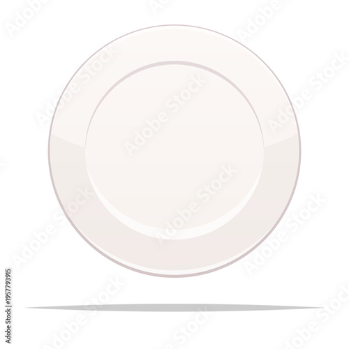 Empty plate top view vector isolated illustration