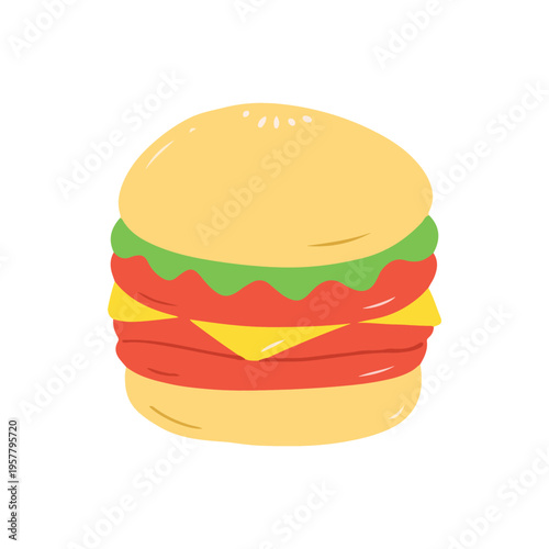 Delicious Cheeseburger with Lettuce and Tomato