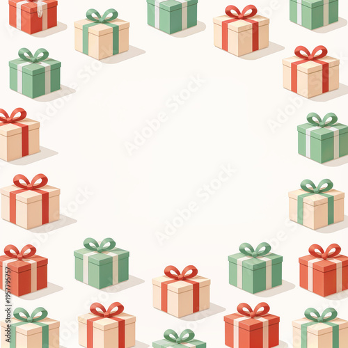 Minimal Gift Box Pattern Frame With Festive Ribbon Design