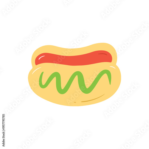 Hot Dog with Mustard and Ketchup Topping