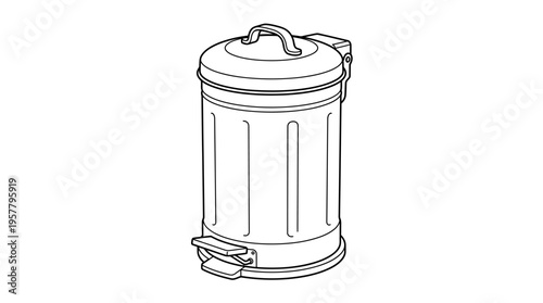 Foot Operated Metal Trash Can.