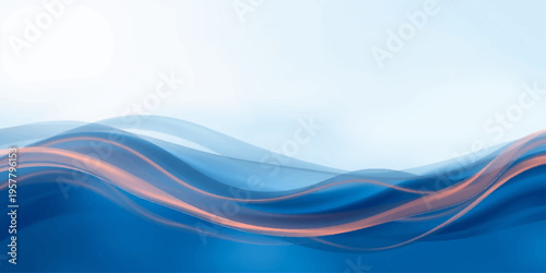 A flowing abstract blue wave design features digital light lines and soft motion curves to create a modern water texture backdrop for business banners or artistic wallpaper