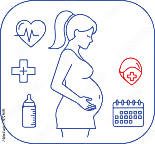 A Pragnet women line art vector design element.
