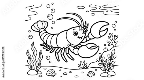 Crab Underwater Ocean Sea Creature Illustration.