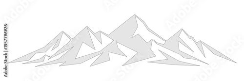 Geometric silhouette mountain range isolated on white background, vector design