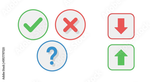 Set of colorful icons representing actions choices decisions and options