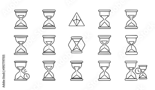 Hourglass icon set in thin line style for mobile UI and web time symbols vector isolated on white background