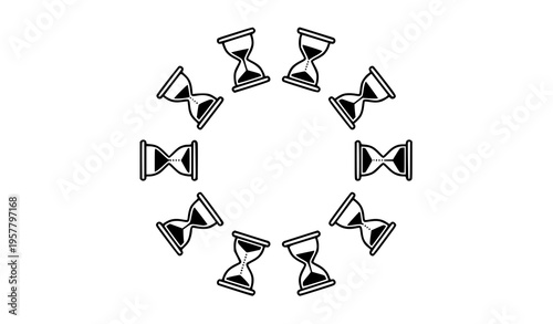 Creative hourglass icon set with loading and time flow designs for UI web and mobile vector isolated on white background