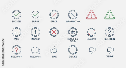 Set of isolated vector icons for communication and digital interface