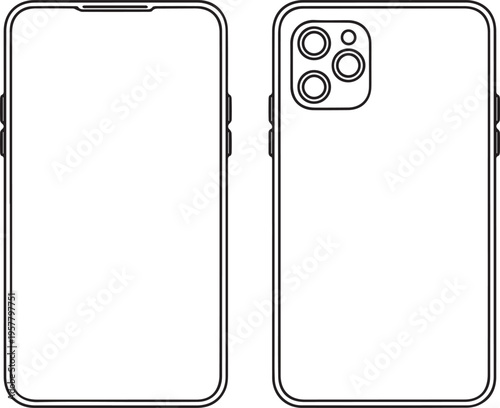 A drawing of two smartphone sides