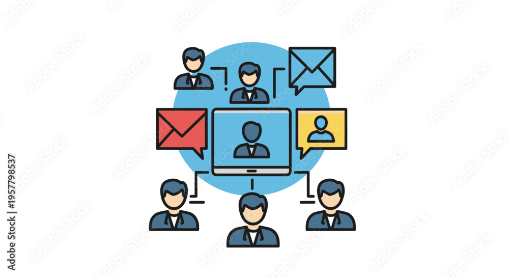 Fototapeta premium People connected through a computer screen and network communications