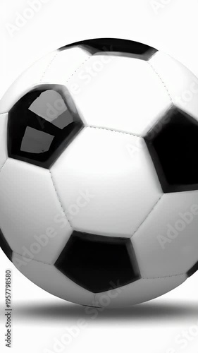 Soccer Ball Rotating White Black Background Cinematic Sport Footage