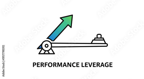 Performance leverage concept illustrated with arrow and balance scale