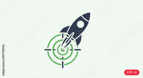 Rocket launch icon aiming at target vector illustration concept