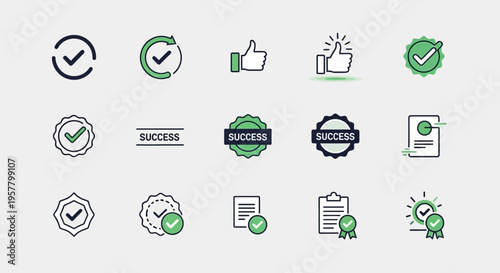 Set of success icons and symbols for business and achievement concepts