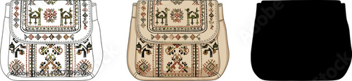Traditional Ethnic Shoulder Bag with Embroidery Patterns