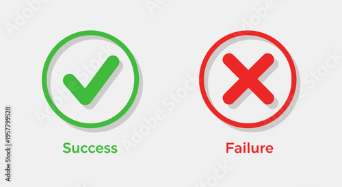 Success and failure concepts vector illustration of check marks and crosses