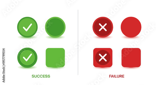 Success and failure icons green check marks and red crosses for choices