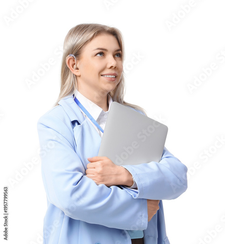 Young businesswoman with he...