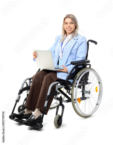 Young businesswoman with la...