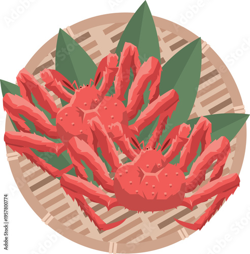 ザルに盛られたタラバガニのイメージイラスト